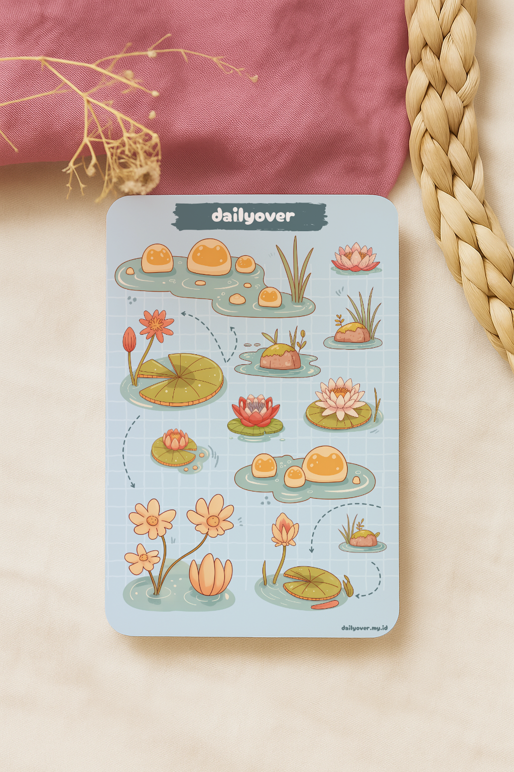  Whimsical Lotus Pond – 12-Piece Digital Sticker Pack - View 3