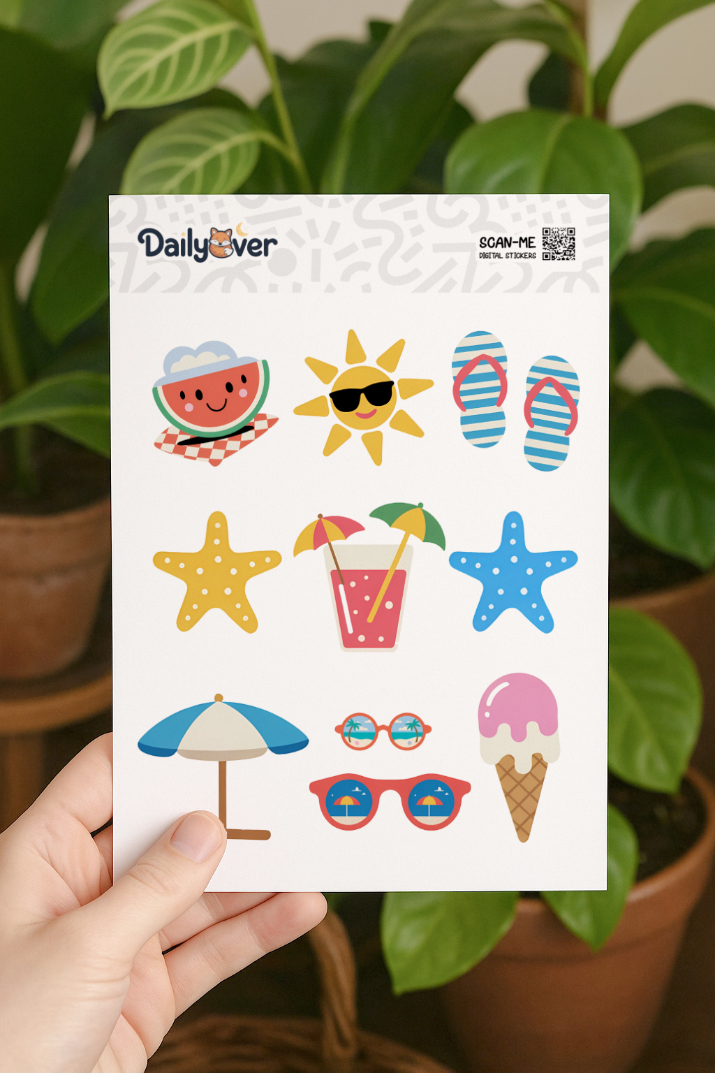 Preview of Summer Vibes Digital Sticker Pack – 27 Cute & Fun Designs